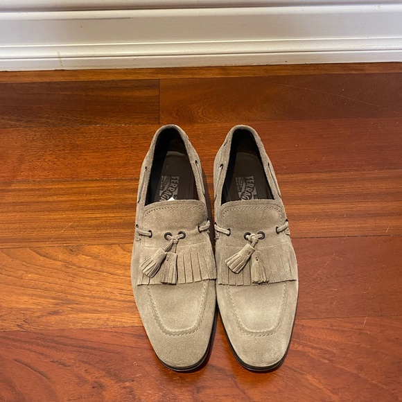 Salvatore Ferragamo Other - Salvatore Ferragamo Grey Suede Tassel Loafer